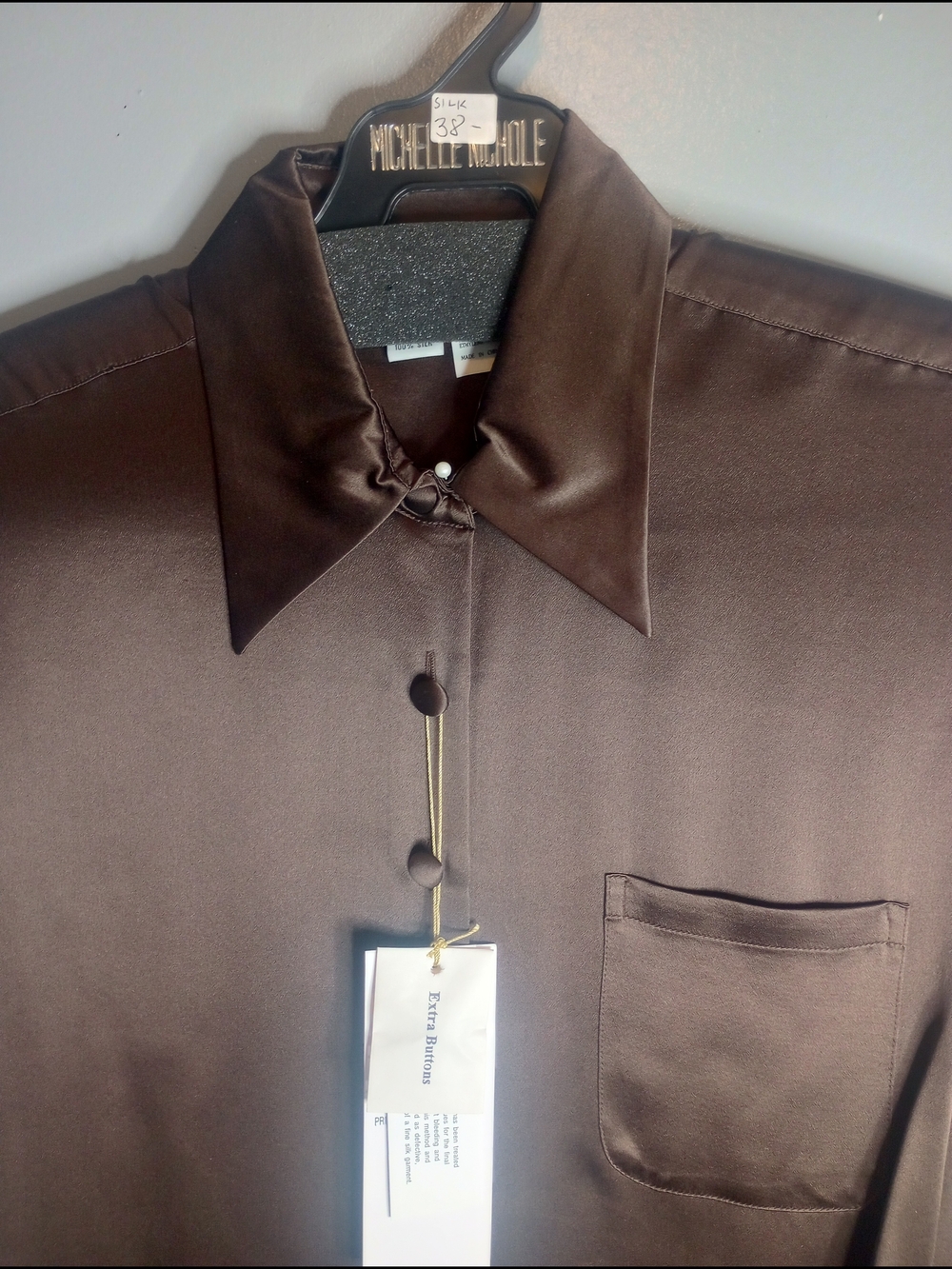 Silky Brown Woman's Silk Shirt - Classic Collar